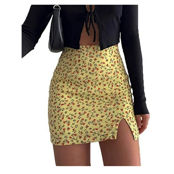 Download La Hiebla La Hiebla Women Split Floral Printed Skirts Printing Mini Pencils Skirt Walmart Com Walmart Com