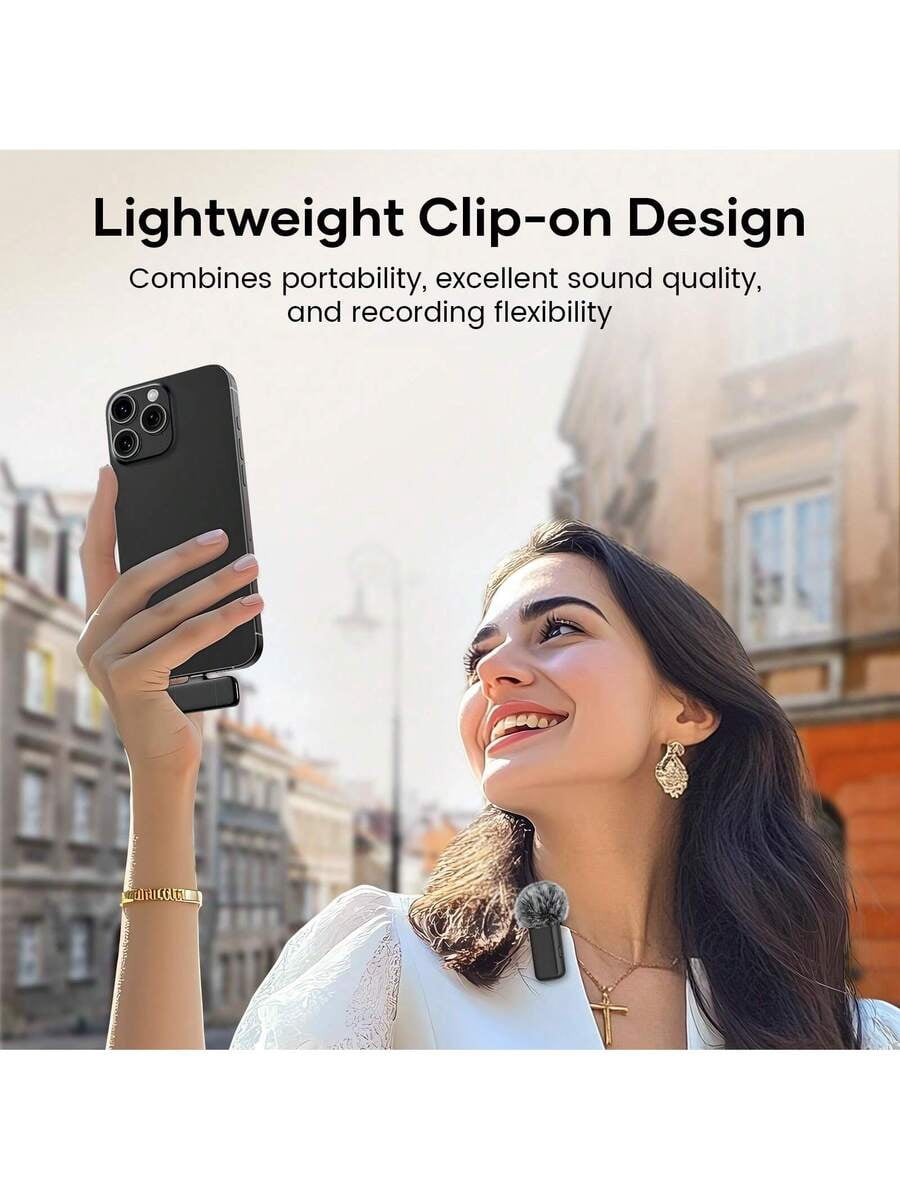 Wireless Lavalier Microphone With Charging Case, 36H Battery Life, Noise Cancellation, 135ft Range, Plug-And-Play Clip-On Mic For IPhone, IPad, Android,  Vlog, Live Streaming
