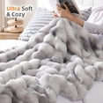 thumbnail image 3 of ROSEKIND ultra-soft 680GSM Faux Fur Ribbed Throw Blanket for Sofa & Bed, Cozy Gift for Adults & Friends, 60x70in, Tie-dye Grey, 3 of 9