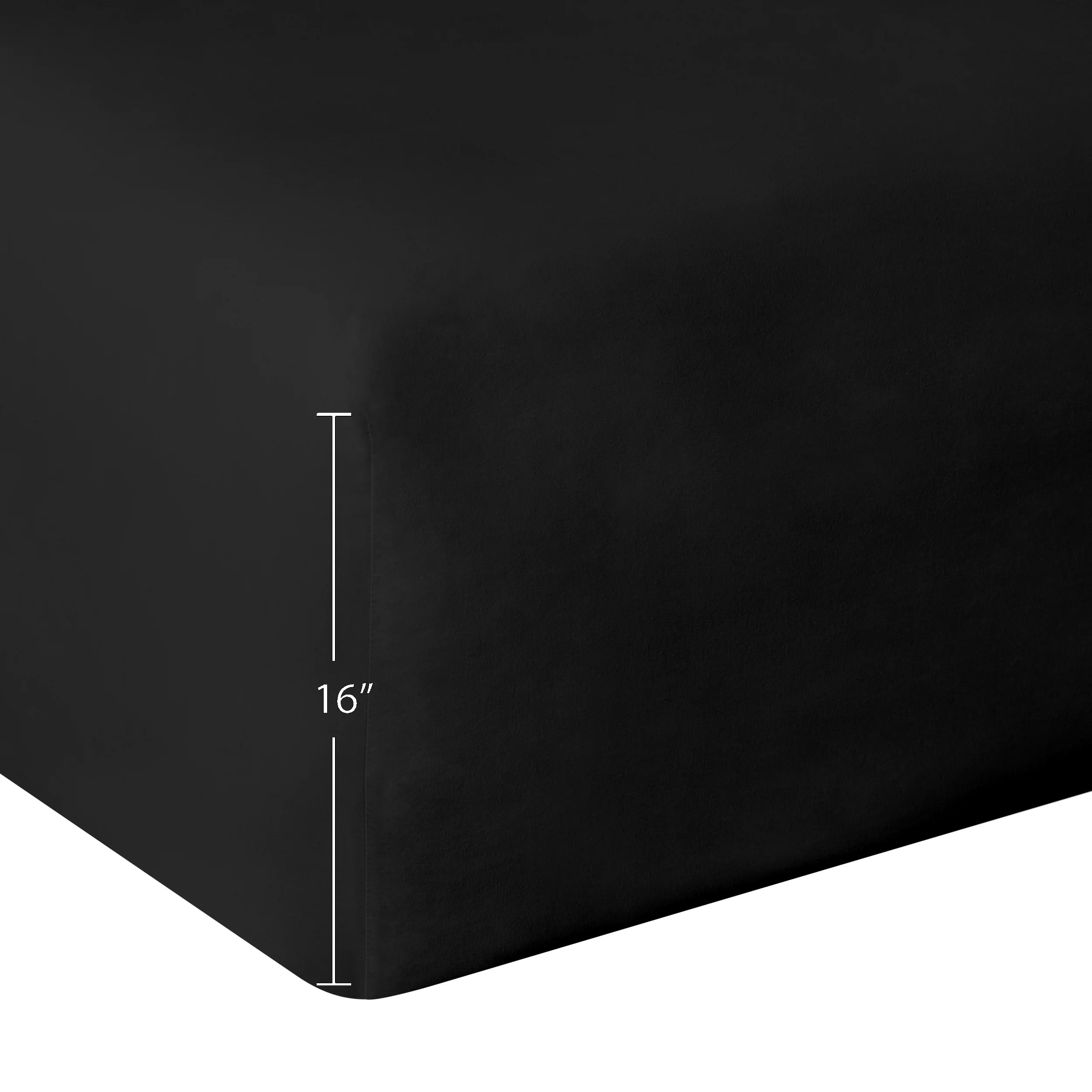 Mainstays 4-Piece 300 Thread Count Black- CVC Cotton Blend Bed Sheet Set, Queen (Adult), Queen Sheet Set