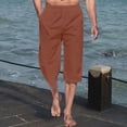 thumbnail image 6 of Men's Summer Capris Cargo Shorts with Pockets, Elastic Waist Drawstring Cargo Pants, Lightweight Quick Dry Breathable Cargo Pants for Hiking Outdoor | AESTIVO,Orange XL, 6 of 6
