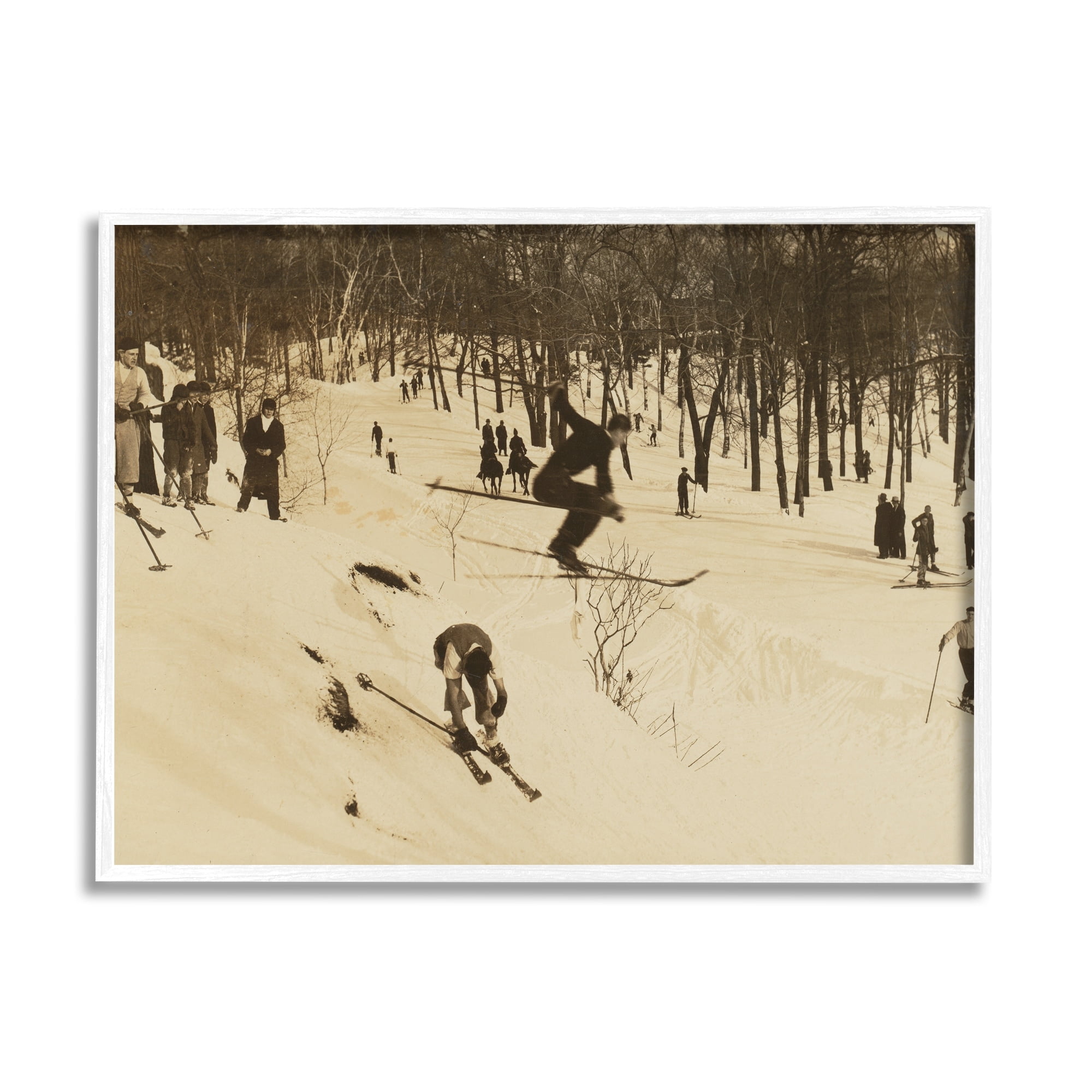 Stupell Industries Vintage Ski Slopes Winter Athletes Sepia Tone Photography, 14 x 11, Design by Wild Apple Portfolio