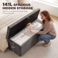 thumbnail image 4 of HOMCOM Modern Storage Ottoman, Upholstered Velvet End of Bed Bench, Grey, 4 of 10