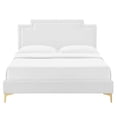 thumbnail image 5 of Platform Bed Frame, King Size, White, Velvet, Mid Century French Bedroom, Modern Contemporary Boutique HB35453, 5 of 12