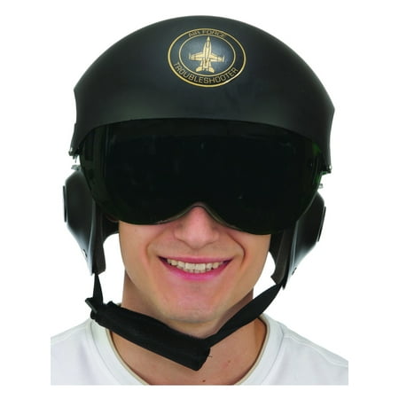 Deluxe Adult Black Fighter Pilot Helmet With Black Visor Costume Accessory