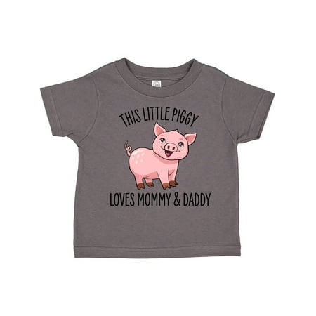 

Inktastic This Little Piggy Loves Mommy and Daddy- cute Gift Toddler Boy or Toddler Girl T-Shirt