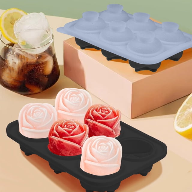 Molde de Cubitos de Hielo de Silicona en Forma de Rosa con Tapa, Molde Grande de 1.65 Pulgadas para Whisky, Cócteles, Café, Agua, Fácil Liberación Hacedor de Hielo en Rosa (1 Pieza)