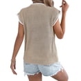 thumbnail image 6 of Summer Fall Short Sleeve Sweater for Women Casual Sweater Vest Knit Pullover Tank Tops Fashion Clothing Khaki S, 6 of 10