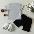 thumbnail image 4 of Cathalem Baby Boy Summer Outfit Toddler Baby Boy Clothes Boys Summer Outfits Short Sleeve T-Shirt & Shorts Set 2Pcs (Grey,90), 4 of 6