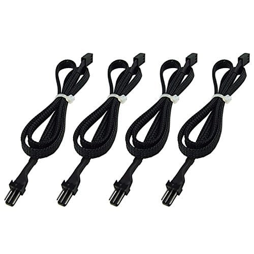 Phobya Phobya Extension Cable, 3Pin, 60cm, Sleeved, Black, 4Pack