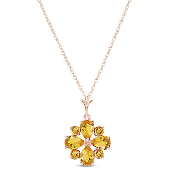 Galaxy Gold 14K Rose Gold Citrine Pendant Necklace - November Birthstone - Warmth & Prosperity - 16" to 24" - Fine Jewelry for Women