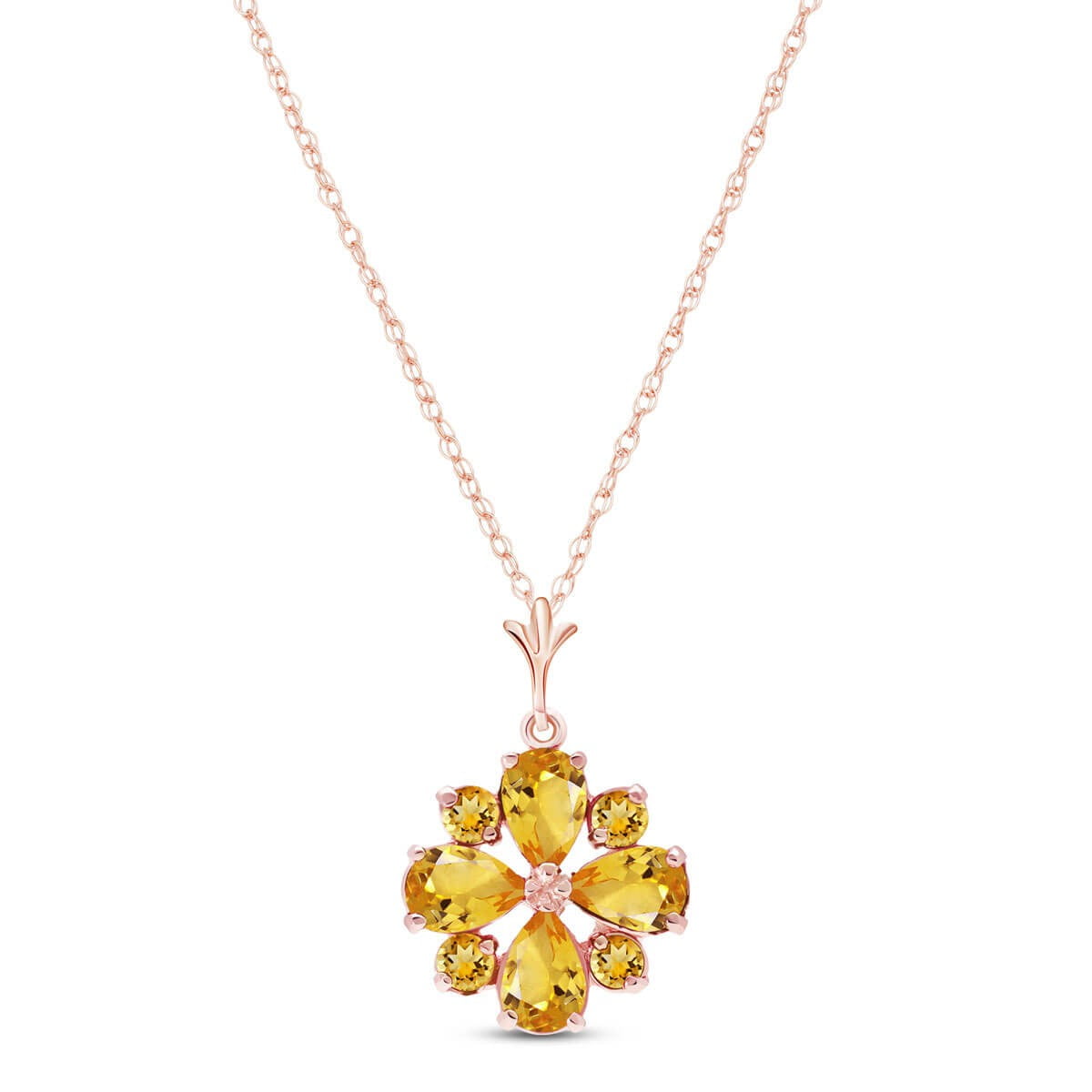 Galaxy Gold 14K Solid Gold Natural Citrine Pendant Necklace for Women - Rose Gold Fine Jewelry