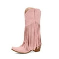 thumbnail image 5 of Dakaela Women's Fringe Western Boots Vintage Tassel Cowgirl Cowboy Boots Block Heel Pull on Knight Knee High Boots, 5 of 7
