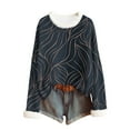 thumbnail image 4 of Ounisa Womens Tops Autumn Winter Pullover Sweater Loose Casual Long Sleeved Round Neck Stripe Pattern Shacket Blouse, 4 of 5