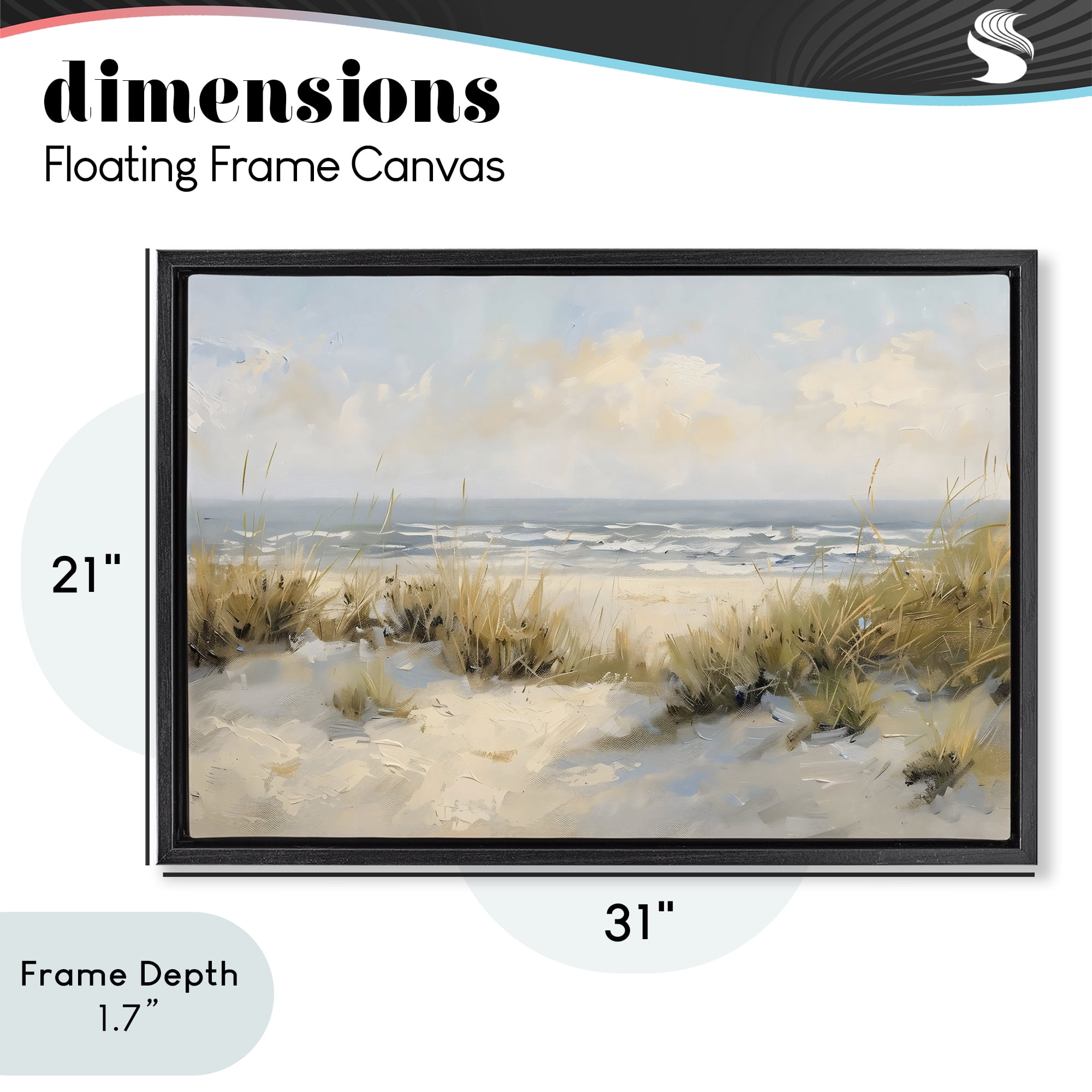 Stupell Industries Coastal Birds Over Dunes Black Framed Floater Canvas Wall Art, design by Creative Studio