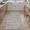 thumbnail image 2 of Floral 2x6 Runner Rug, Machine Washable with Flowers Non Slip Vintage Floral Backing Hallway Kitchen Runner Rug Soft Low Pile Stain Resistant -Grey, 2 of 7