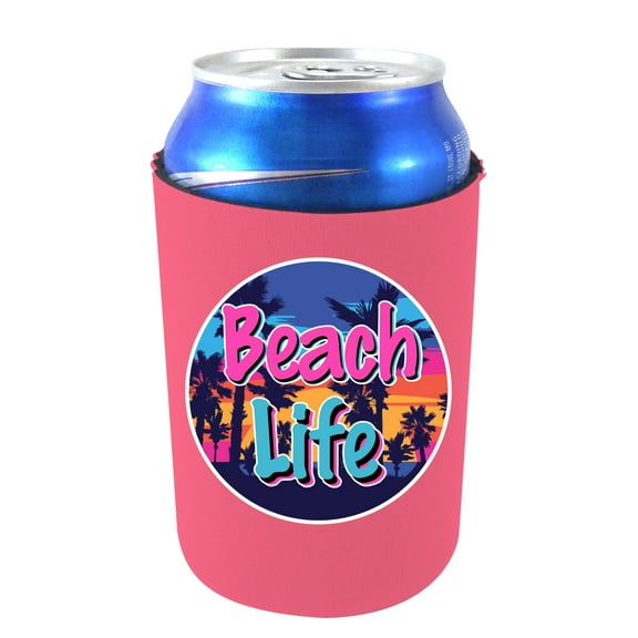 Beach Life Can Coolie (Pink)