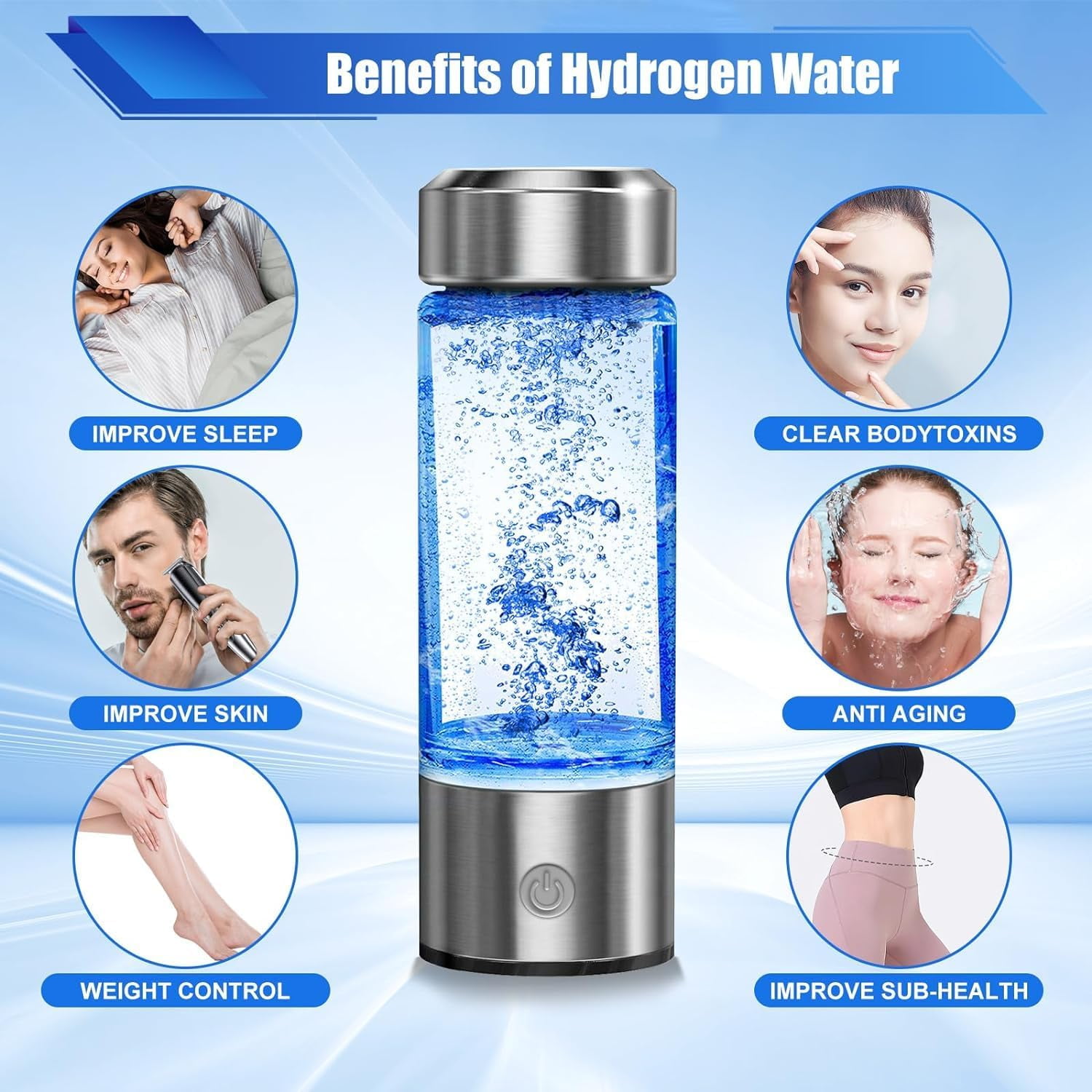 MeeTop Hydrogen Water Generator 430 ml Glass Water Bottle