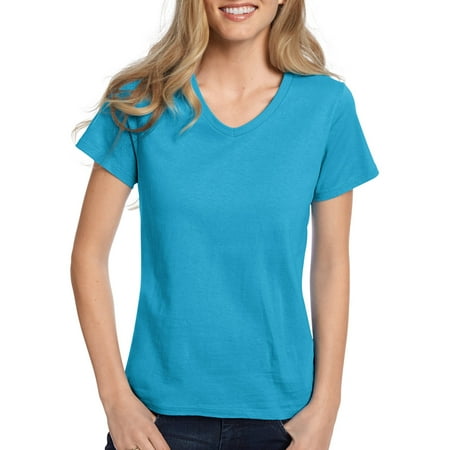 Womens Open Neck Shirt - Women's Comfort Soft Short Sleeve V-neck Tee