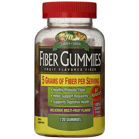 Garden Greens Fiber Gummies 5g, Healthy Probiotic Fiber, Supports Digestive Health, Delicious Multi-Fruit Flavor, 40
