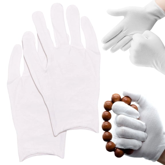 1 Pair White Cotton Gloves For Dry Hands And Eczema,Soft Breathable Stretchy Working Gloves For Coins, Jewelry,Moisturizing Glove,Cotton Moisturizing Gloves