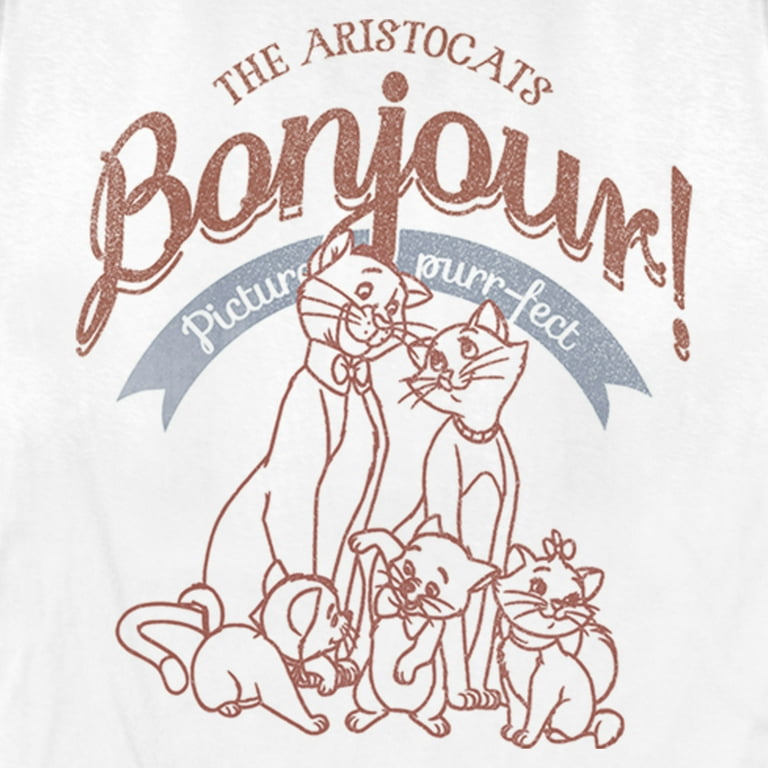 Women's Aristocats Retro Picture Purr-fect Graphic Tee White 2X