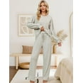 thumbnail image 3 of SMZ Womens Lounge Set Cute Long Sleeve Pajama Sets Casual 2 Piece Pj Outfit Fall Sleepwear Pockets, 3 of 6