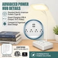 thumbnail image 4 of BOHASHIN LED Desk Lamp with 2 USB Charging Port and 4 AC Outlets, 2 Color Temperatures and 4ft Extension Cord for reading, Working, Studying, 4 of 11