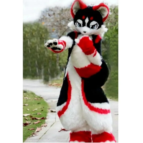 2024 New Long Fur Husky Dog Mascot Costume - Cartoon Fox Fursuit for Halloween, Furry Events, and Cosplay