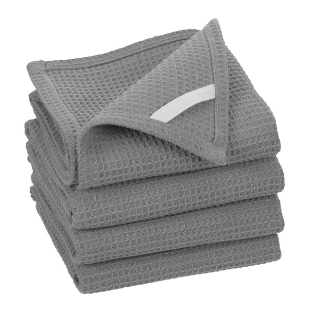 Fabstyles Broadway Waffle Cotton Kitchen Towels, Soft Quick-Drying, and Absorbent Waffle Design Multi-Purpose Wash Cloths Dish Scrubber, 28" X 18"