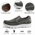 thumbnail image 2 of Men's Fashion Canvas Loafers Casual Lightweight Breathable Stretch Flats Outdoor Walking Fit Shoes Gray 9.5 US, 2 of 7