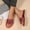 Red, variant on Eltusu Women Flat Slide Sandals, Party Open Toe PU No Slip Summer Shoes Gold Size 9