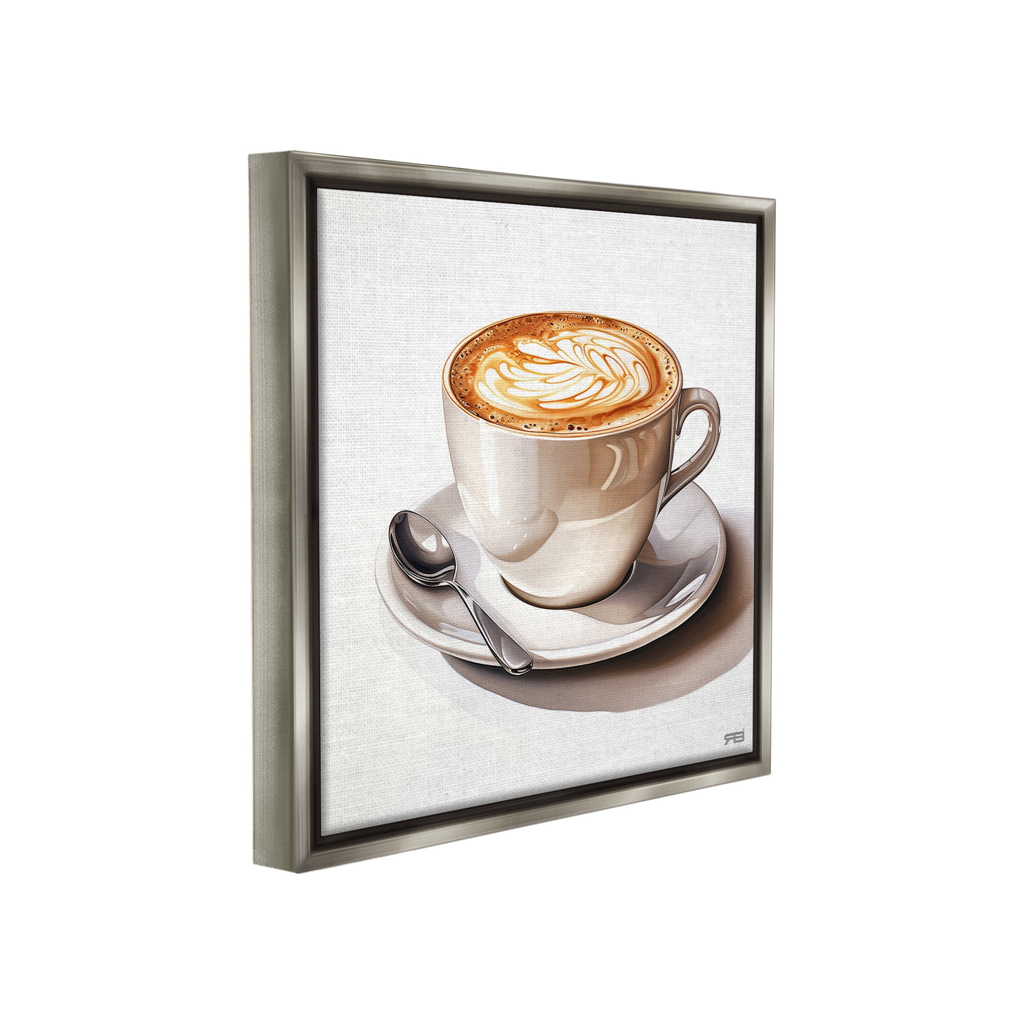 Stupell Industries Chic Modern Cappuccino Food & Beverage Painting Gray Floater Framed Canvas Art Print Wall Art, 25 x 25