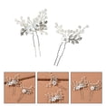 thumbnail image 4 of Decorative Hair Pins For Girls Chinese Style Crystal Silver 2Pcs 3.5X3.5X0.4In, 4 of 8