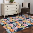thumbnail image 3 of Area Rugs for Living Room Bedroom, Easter Eggs 4'x6' Rug Washable Carpet Runner Indoor Outdoor, Colorful Eggs Spring Flowers Leaves Farm Navy Blue Non Slip Accent Floor Mats Rug for Kitchen, Office, 3 of 8