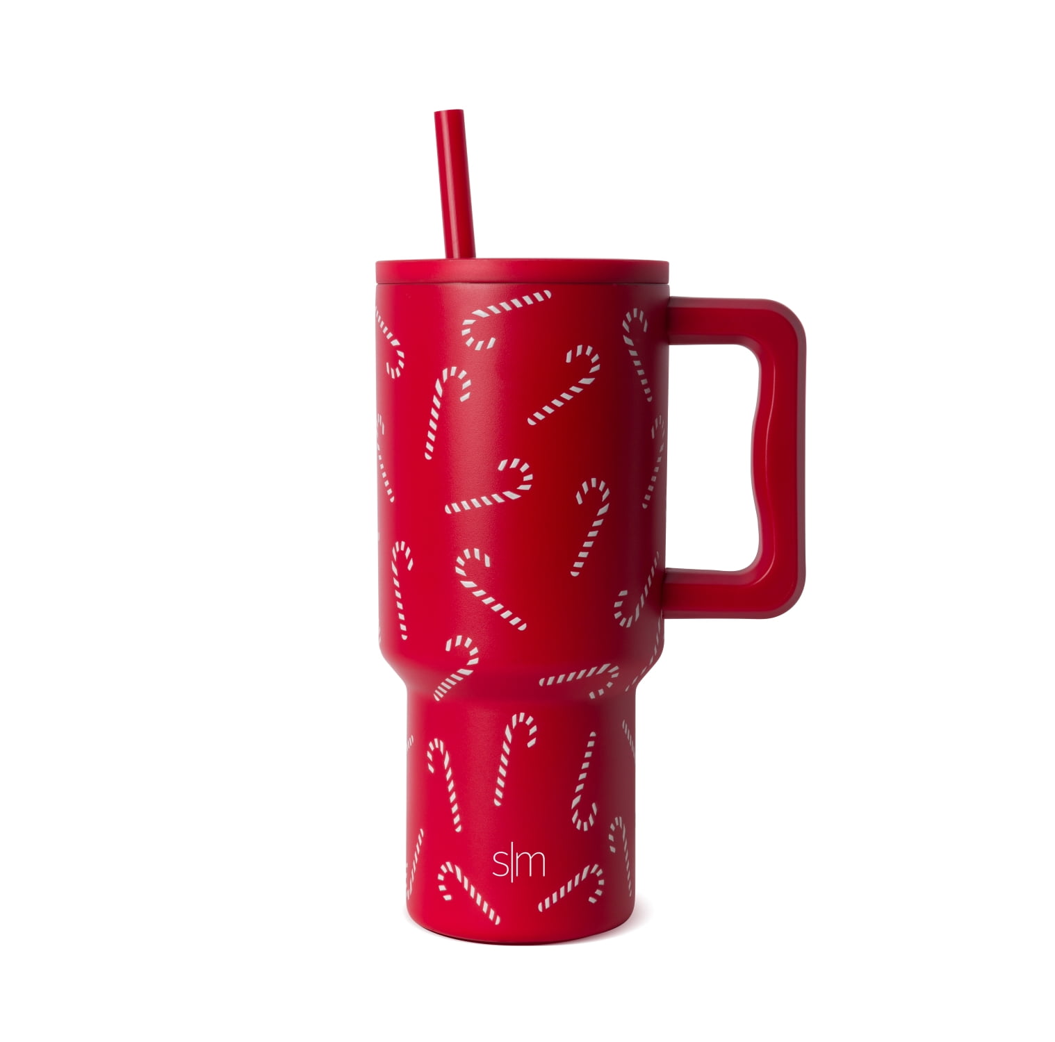 (4 pack) Simple Modern 30 fl oz Insulated Stainless Steel Trek Tumbler with Straw Lid | Candy Canes