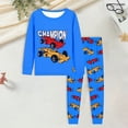 thumbnail image 2 of TOWED22 Toddler Baby Boy Fall Winter Clothes Embroidery/Print Long Sleeve Sweatshirt Pullover Tops + Pants Outfit Set Size:5-6 Y,Color:Blue, 2 of 6