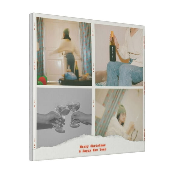 Custom Canvas Prints Aesthetic Minimalist Christmas Personalized Photo Image Collage DIY Framed Kit Wall Art Picture Room Decor 18x18 inch