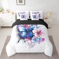 thumbnail image 2 of Castle Fairy Girls Floral Butterfly Twin Bedding Sets,Blue Pink Bedding Comforter Set, 2 of 8