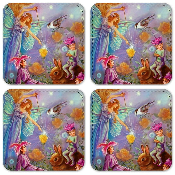 Vinyl Drink Coasters - Set of 4 - Fairy