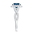 thumbnail image 3 of Rosec Jewels Real London Blue Topaz Diamond Engagement Ring with Halo - Designer Ring - AAA Quality - with Jewelry Box, 925 Sterling Silver, US 4.00, 3 of 8