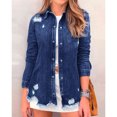 thumbnail image 2 of Long Sleeve Coat, Machine Washable Casual Women Denim Jacket With Pocket For Home Leisure ANGGREK Otros, 2 of 6