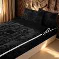thumbnail image 3 of Erosebridal Gothic Skull Silhouette Zipper Full Size Comforter Sets with Fitted Sheet and 2 Pillowcases for Women Girls, Gray Damask Floral Zipper Bedding Set, Black Reversible, 4pcs, 3 of 7
