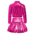 thumbnail image 4 of Haitryli Kids Girls Metallic Dance Outfits Shiny Cropped Jacket with Bubble Skirt Set Hip Hop Jazz Clothes Dancewear Hot Pink 16, 4 of 7