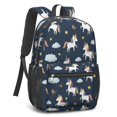 thumbnail image 2 of Unicorn and Star Blue Pattern 17" Waterproof Oxford School Backpacks for Teens, S-Shape Padded Straps, for School, Travel, Hiking, Camping, 2 of 5