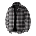 thumbnail image 2 of gzxflxpge Mens Corduroy Jacket Causal Classic Fit Snap Button-Up Plaid Overshirt Retro Long Sleeve Lapel Collared Fall Winter Outerwear with Pockets Black S, 2 of 9