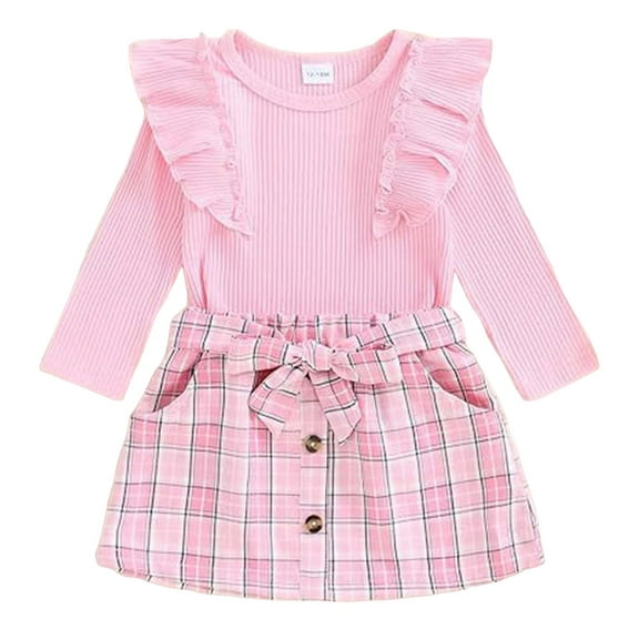 enyan Toddler Skirt Set Toddler Girl Sleeveless Dresses and Long Sleeve Ruffle Cardigan 2 Piece Fall Outfits Clothing Sets Red,3-4 Years