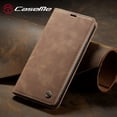 thumbnail image 1 of CaseMe Wallet Case Anti-Fall Retro Handmade Leather Magnetic Case Card Slot for iPhone 13 (Brown), 1 of 9