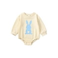 thumbnail image 1 of ZAXARRA Baby Boy Girl Romper Long Sleeve Round Neck Cartoon Easter Rabbit Print Casual Spring Fall Baby Romper, 1 of 9