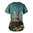 thumbnail image 5 of Kctiaxy Scrubs for Women Funny Casual Rabbit Print Graphic Easter Shirts for Women Short Sleeve V-neck Pullover Work Tee Tops with Pockets, 5 of 5
